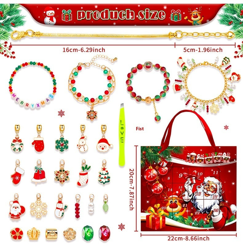 Altın Renkli Noel Temalı Çocuk Bilekliği – Kendin Yap Takı