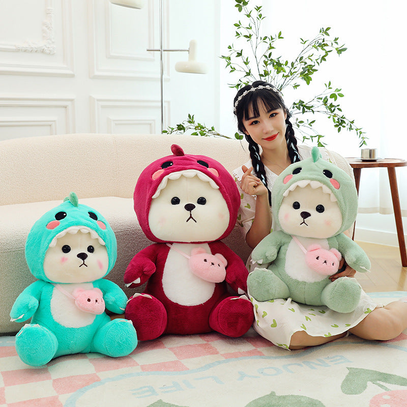 Sevimli Dönüşebilen Küçük Ayı Lily Peluş Oyuncak – Dinozor ve Yastık Bebek