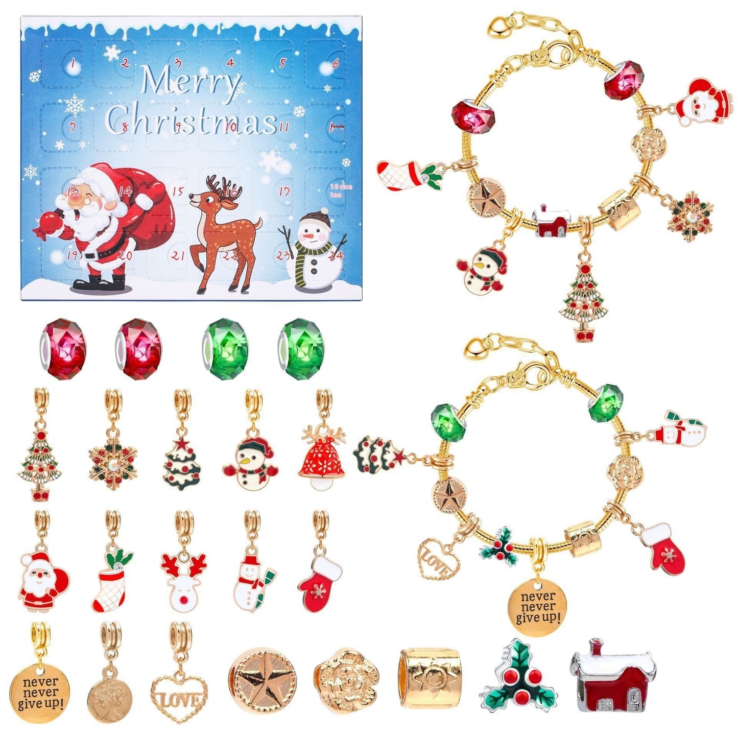 Altın Renkli Noel Temalı Çocuk Bilekliği – Kendin Yap Takı