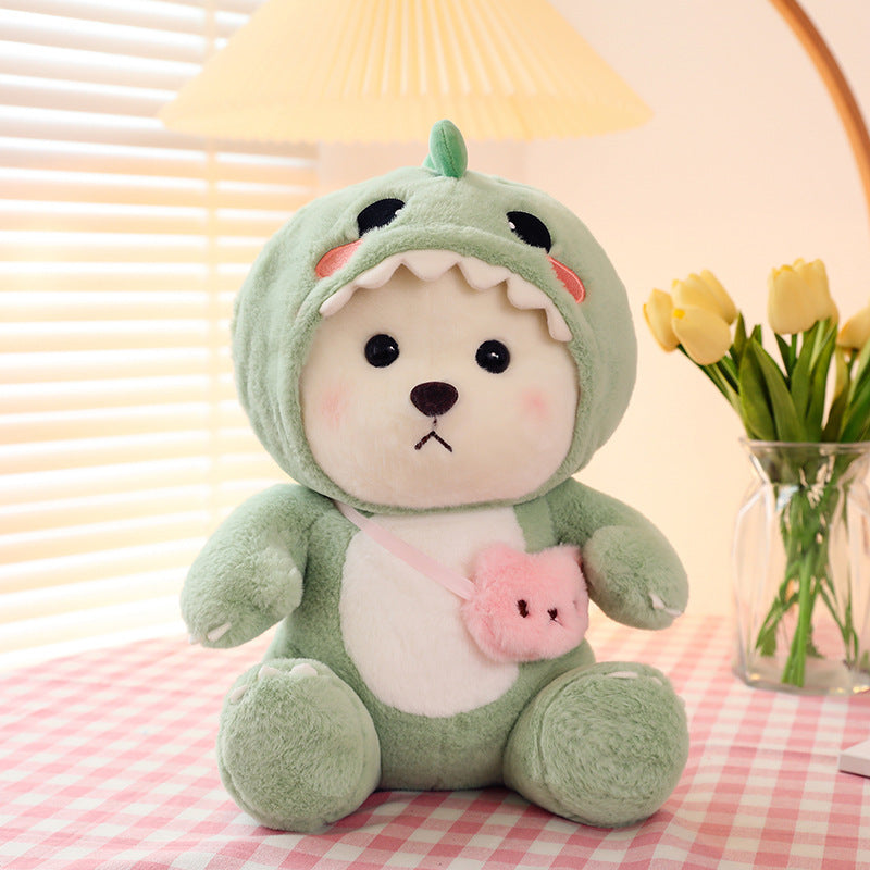Sevimli Dönüşebilen Küçük Ayı Lily Peluş Oyuncak – Dinozor ve Yastık Bebek