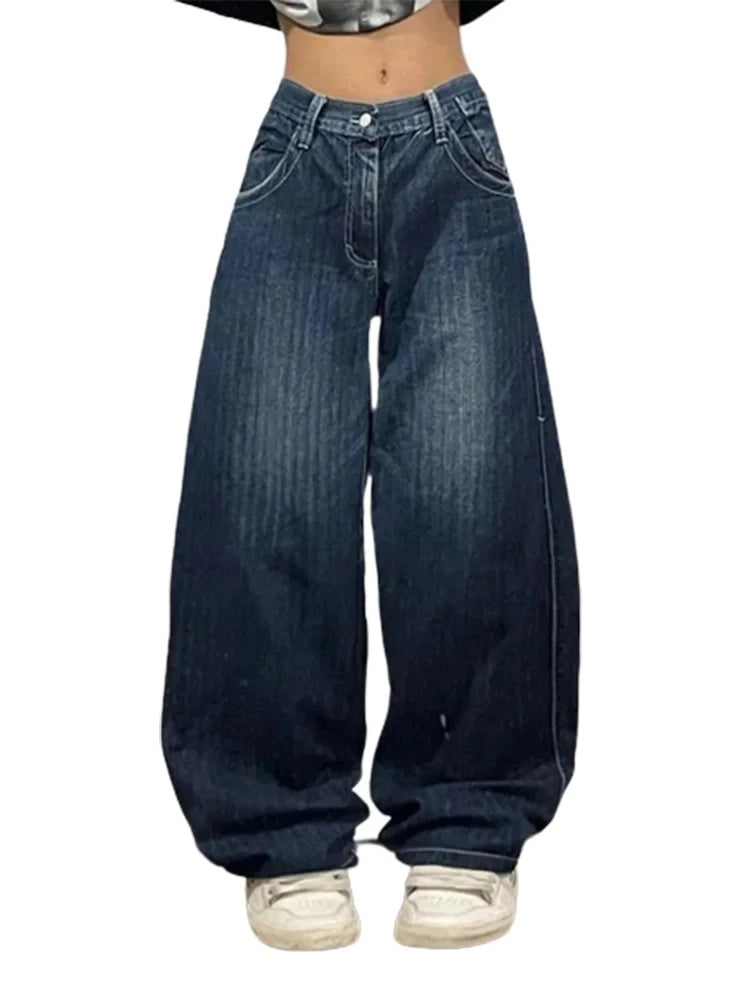Beyaz Kaplan Baskılı Geniş Paça Kot Pantolon