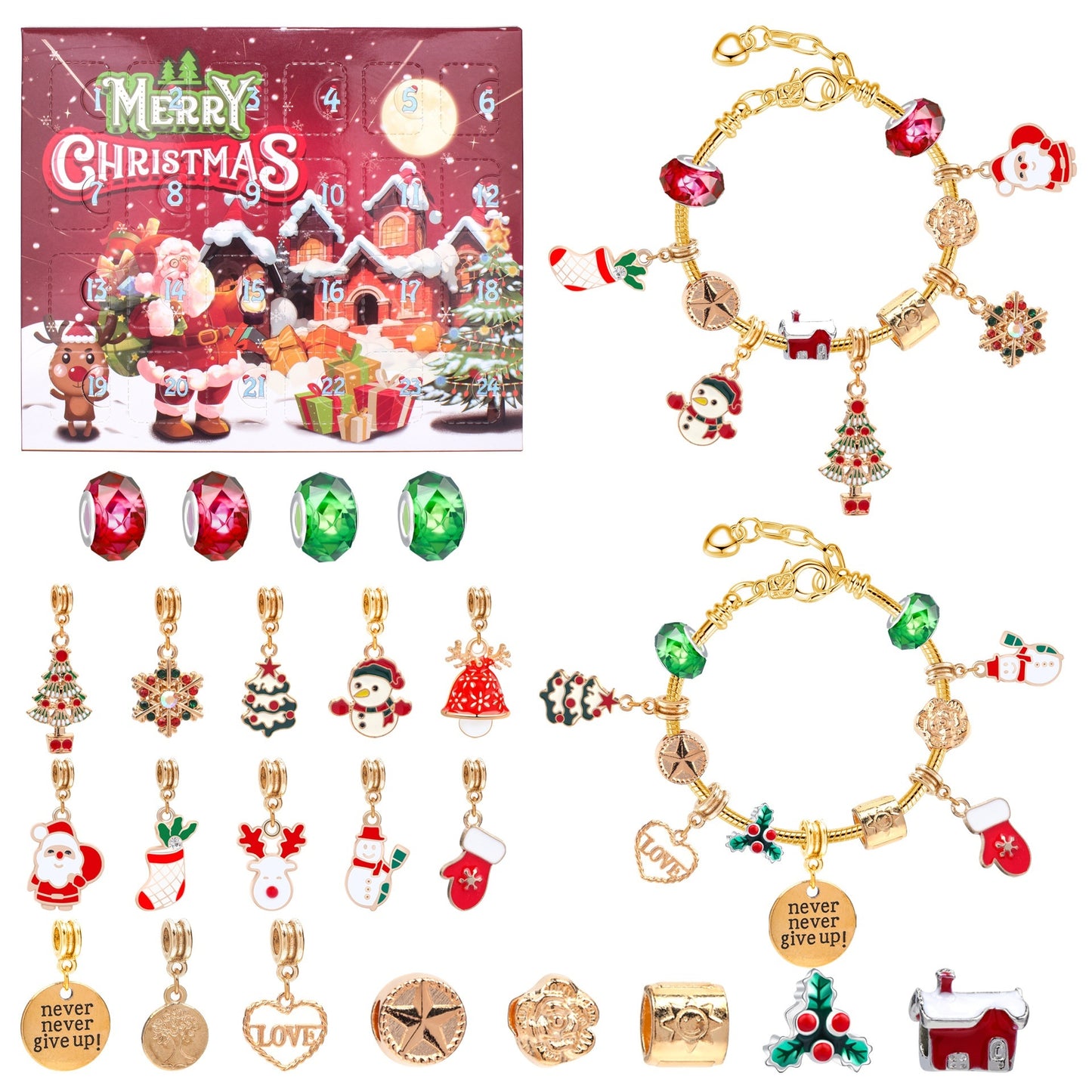 Altın Renkli Noel Temalı Çocuk Bilekliği – Kendin Yap Takı