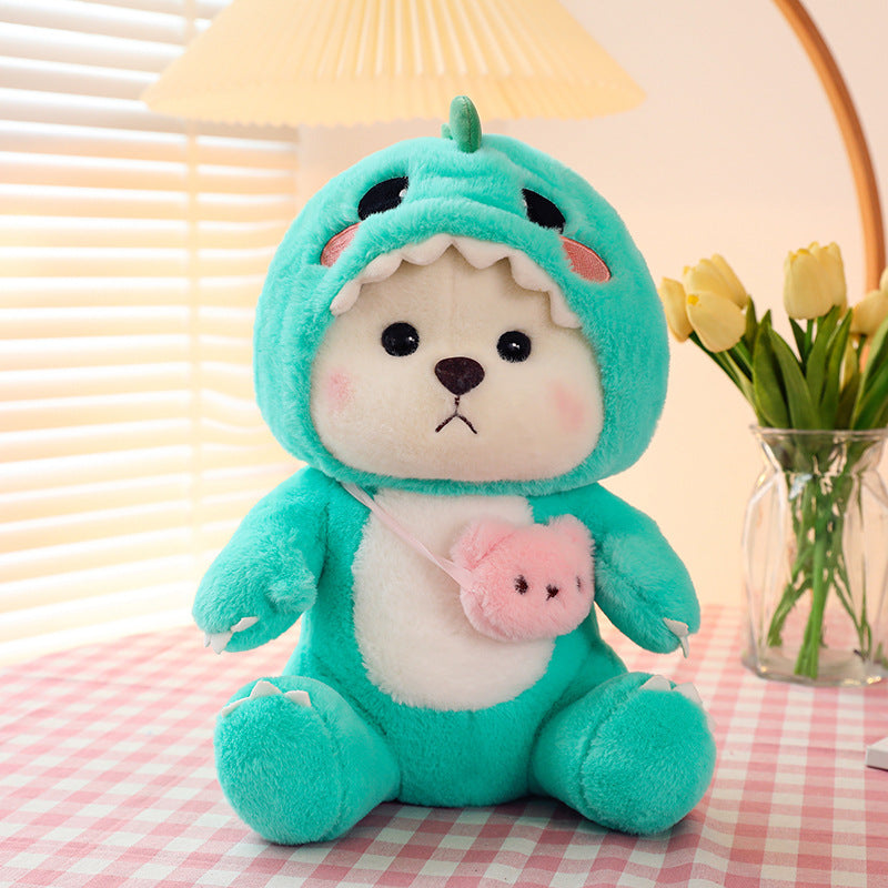 Sevimli Dönüşebilen Küçük Ayı Lily Peluş Oyuncak – Dinozor ve Yastık Bebek