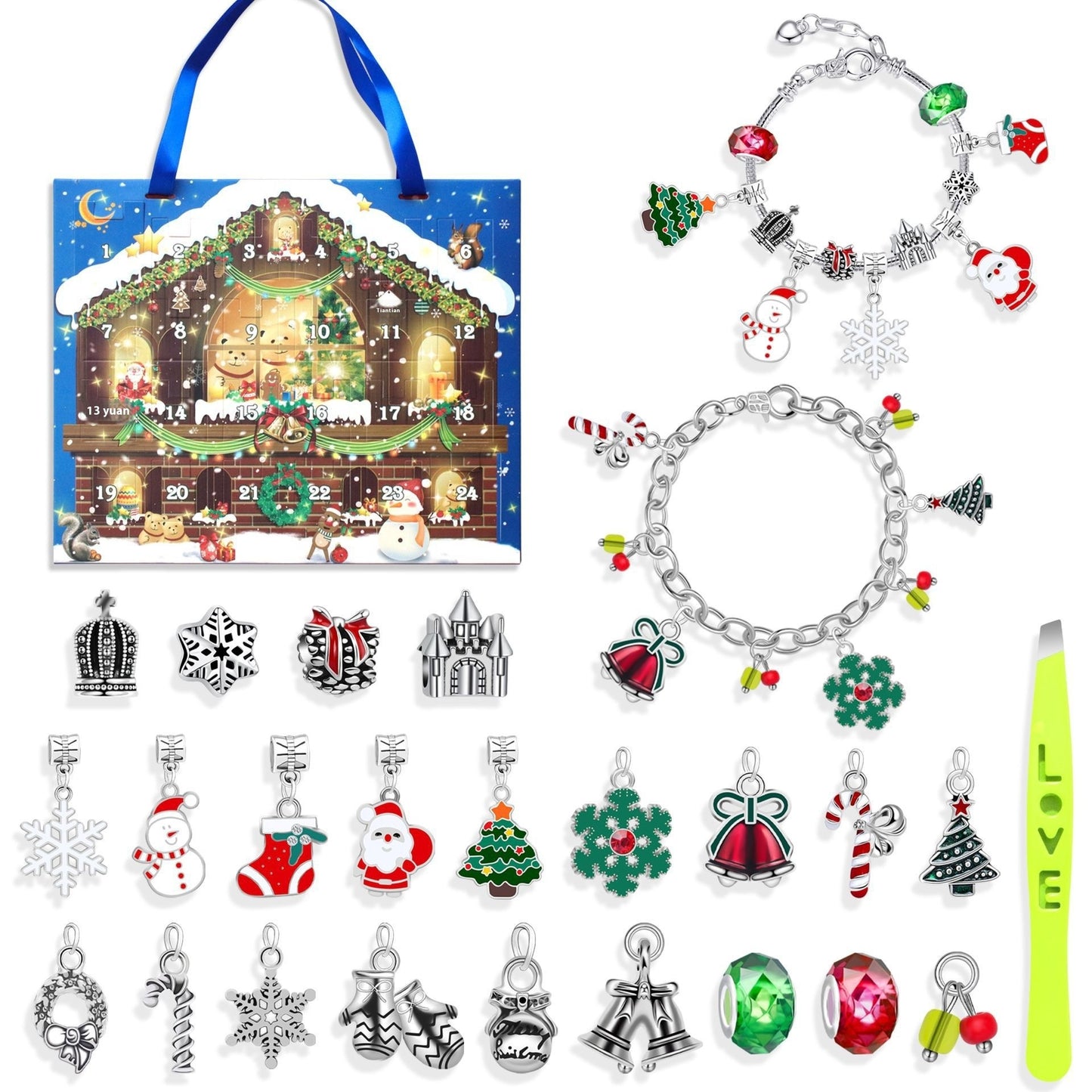 Altın Renkli Noel Temalı Çocuk Bilekliği – Kendin Yap Takı