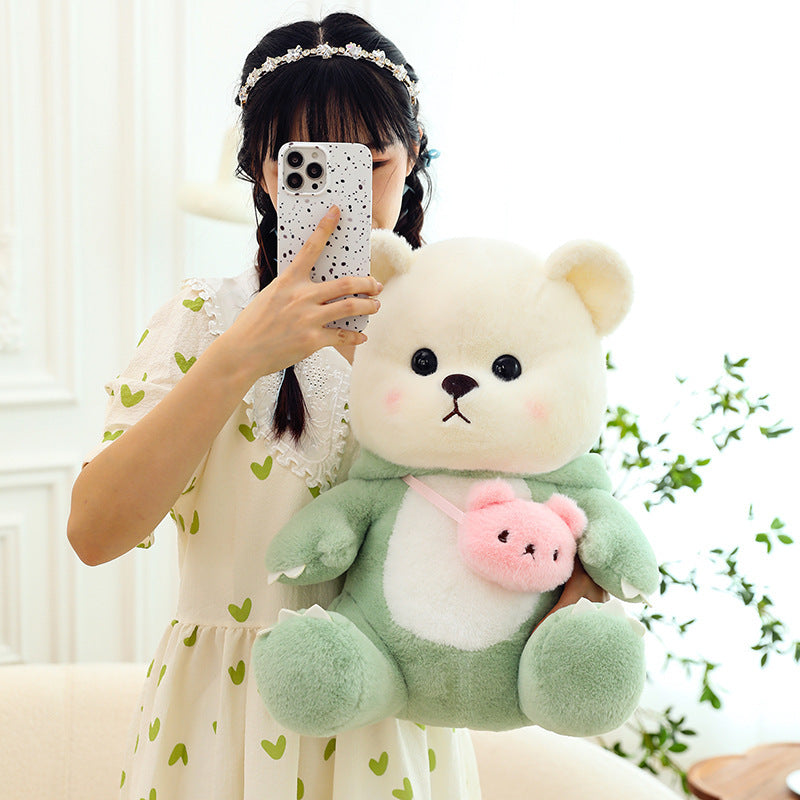 Sevimli Dönüşebilen Küçük Ayı Lily Peluş Oyuncak – Dinozor ve Yastık Bebek