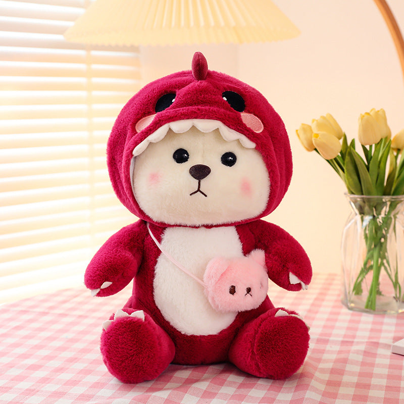 Sevimli Dönüşebilen Küçük Ayı Lily Peluş Oyuncak – Dinozor ve Yastık Bebek