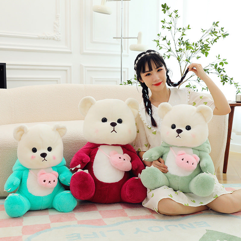 Sevimli Dönüşebilen Küçük Ayı Lily Peluş Oyuncak – Dinozor ve Yastık Bebek