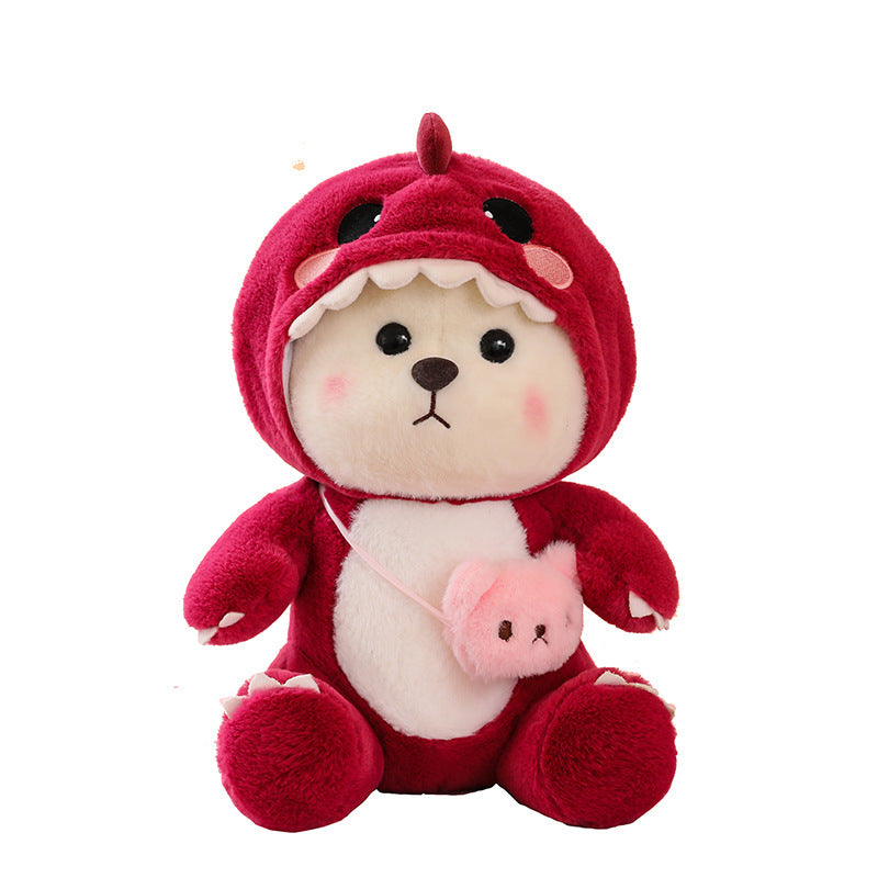 Sevimli Dönüşebilen Küçük Ayı Lily Peluş Oyuncak – Dinozor ve Yastık Bebek