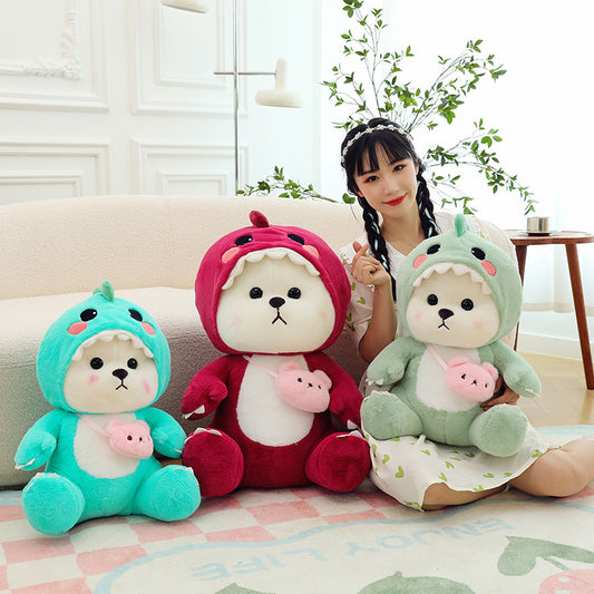 Sevimli Dönüşebilen Küçük Ayı Lily Peluş Oyuncak – Dinozor ve Yastık Bebek