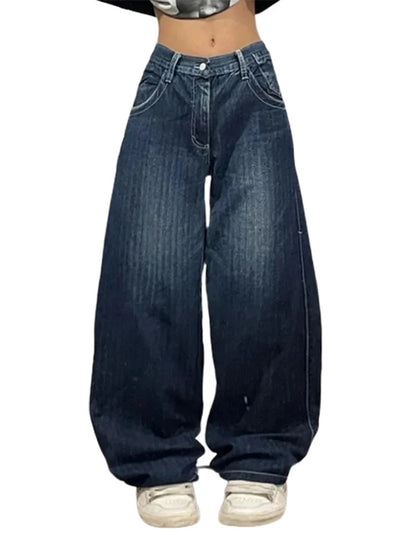 Beyaz Kaplan Baskılı Geniş Paça Kot Pantolon