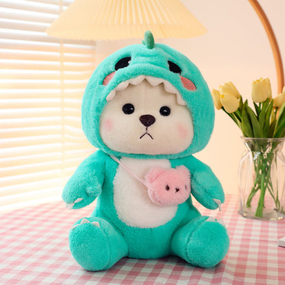 Sevimli Dönüşebilen Küçük Ayı Lily Peluş Oyuncak – Dinozor ve Yastık Bebek